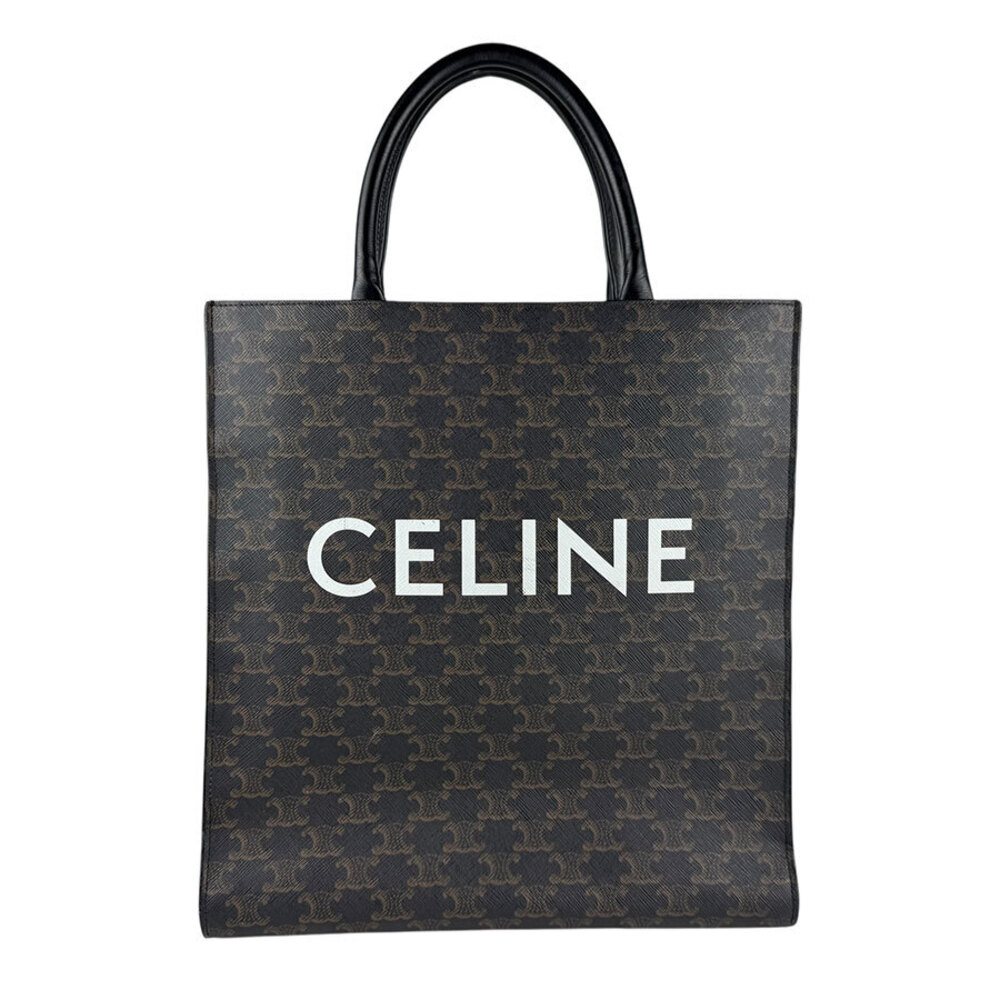 Celine Vertical Cabas Coated Canvas Shoulder Bag Black - Picture 1 of 4